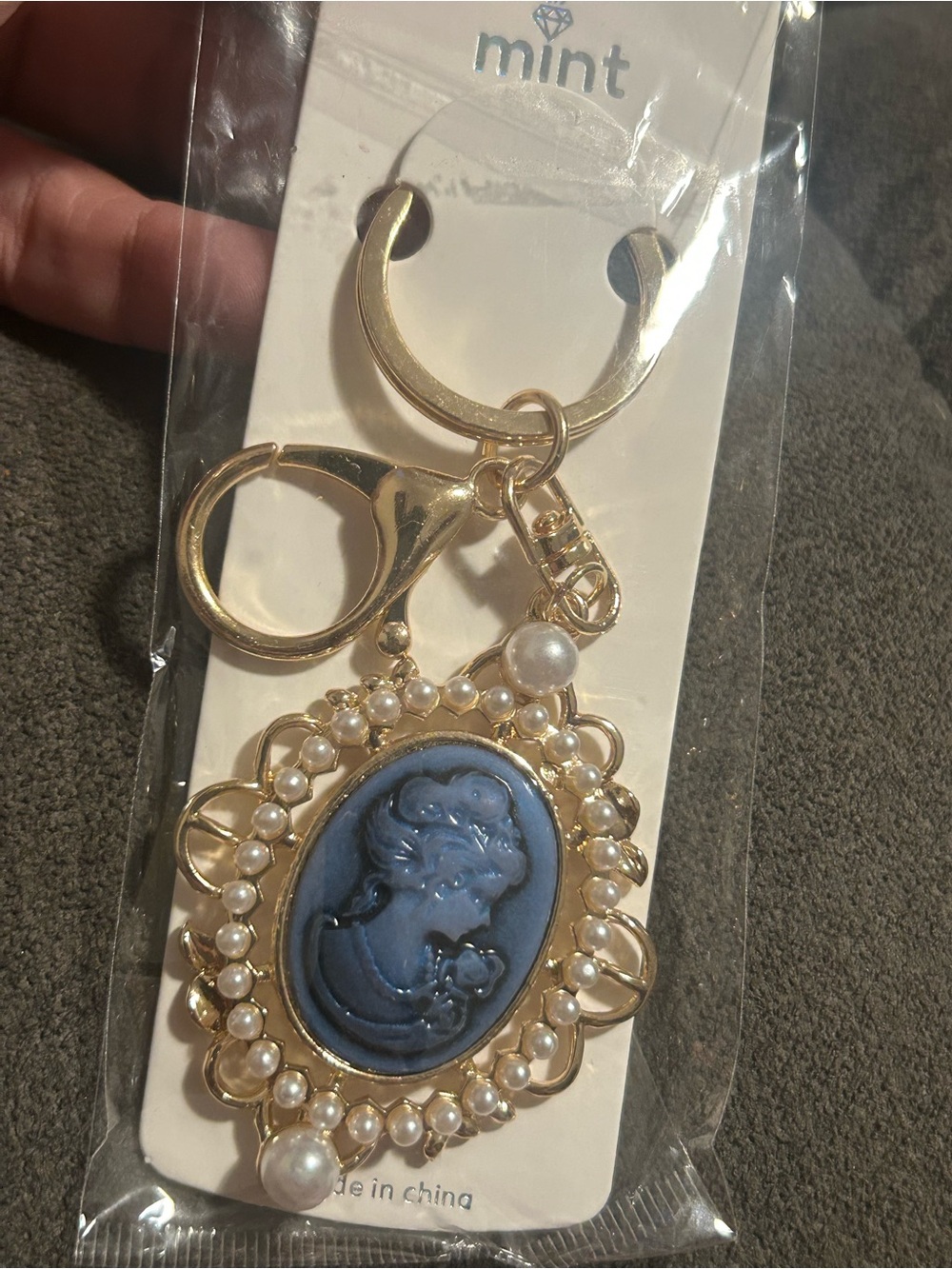 Mint Cameo Purse Charm/Keychain